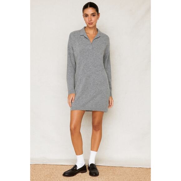 Reformation Doreen Cashmere Sweater Dress Gray Grey Medium Long Sleeve Mini - Picture 1 of 8